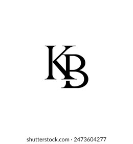Initial Letter Logo. Logotype design. Simple Luxury Black on White Background Flat Vector KB