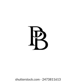 Initial Letter Logo. Logotype design. Simple Luxury Black on White Background Flat Vector PB