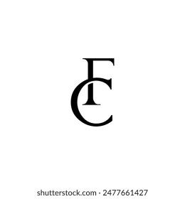 Logotipo inicial de la letra. Diseño de logotipo. Simple negro de lujo sobre fondo blanco Vector plano FC