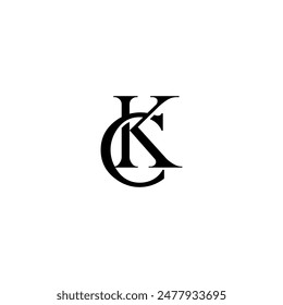 Initial Letter Logo. Logotype design. Simple Luxury Black on White Background Flat Vector KC