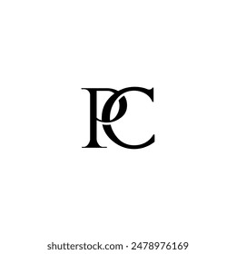 Logotipo inicial de la letra. Diseño de logotipo. Sencillo negro de lujo sobre fondo blanco PC de Vector plano