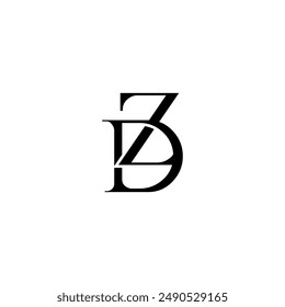 Logotipo inicial de la letra. Diseño de logotipo. Simple Vector plano negro de lujo ZD