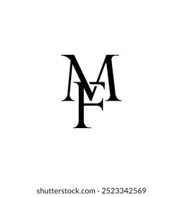 Logotipo inicial de la letra. Diseño del logotipo. Lujo simple negro sobre fondo blanco Vector plano MF