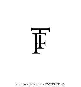 Logotipo inicial de la letra. Diseño del logotipo. Lujo simple negro sobre fondo blanco Vector plano TF