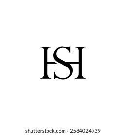 Initial Letter Logo. Logotype design. Simple Luxury Black on White Background Flat Vector HS SH