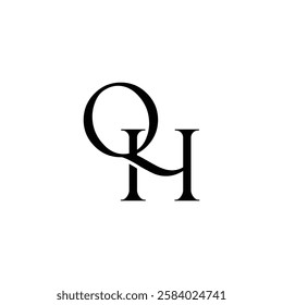 Initial Letter Logo. Logotype design. Simple Luxury Black on White Background Flat Vector QH