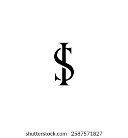 Initial Letter Logo. Logotype design. Simple Luxury Black on White Background Flat Vector SI