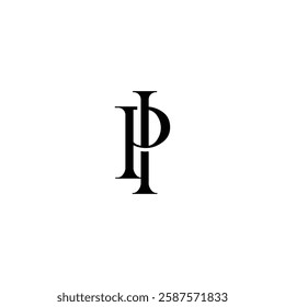 Initial Letter Logo. Logotype design. Simple Luxury Black on White Background Flat Vector PI