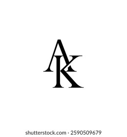 Initial Letter Logo. Logotype design. Simple Luxury Black on White Background Flat Vector AK