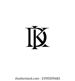 Initial Letter Logo. Logotype design. Simple Luxury Black on White Background Flat Vector DK