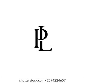 Initial Letter Logo. Logotype design. Simple Luxury Black on White Background Flat Vector PL