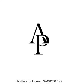 Initial Letter Logo. Logotype design. Simple Luxury Black on White Background Flat Vector AP
