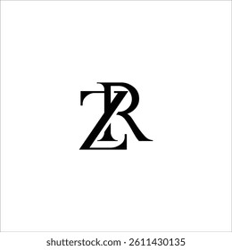 Initial Letter Logo. Logotype design. Simple Luxury Black on White Background Flat Vector ZR