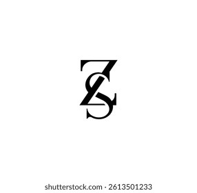 Initial Letter Logo. Logotype design. Simple Luxury Black on White Background Flat Vector ZS