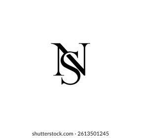 Initial Letter Logo. Logotype design. Simple Luxury Black on White Background Flat Vector NS