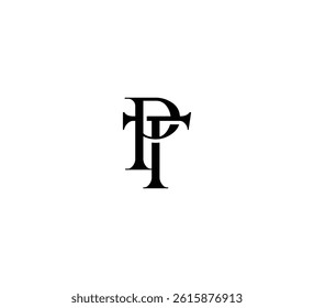 Initial Letter Logo. Logotype design. Simple Luxury Black on White Background Flat Vector PT