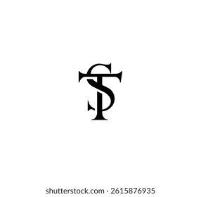 Initial Letter Logo. Logotype design. Simple Luxury Black on White Background Flat Vector ST