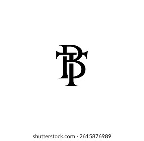 Initial Letter Logo. Logotype design. Simple Luxury Black on White Background Flat Vector BT