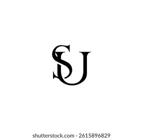 Initial Letter Logo. Logotype design. Simple Luxury Black on White Background Flat Vector SU