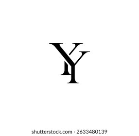 Logotipo inicial de la letra. Diseño del logotipo. Lujo simple negro sobre fondo blanco Vector plano YY