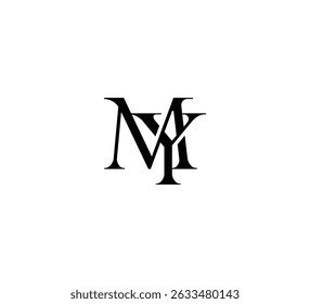 Initial Letter Logo. Logotype design. Simple Luxury Black on White Background Flat Vector MY