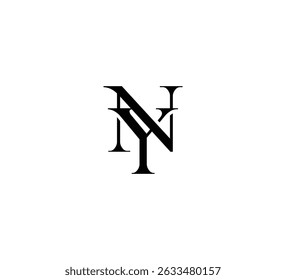 Initial Letter Logo. Logotype design. Simple Luxury Black on White Background Flat Vector NY