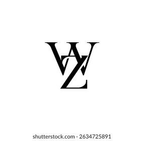 Logotipo inicial de la letra. Diseño del logotipo. Lujo simple negro sobre fondo blanco Vector plano WZ