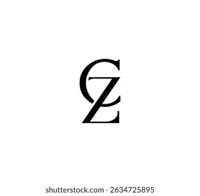 Initial Letter Logo. Logotype design. Simple Luxury Black on White Background Flat Vector CZ