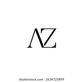 Logotipo inicial de la letra. Diseño del logotipo. Lujo simple negro sobre fondo blanco Vector plano AZ