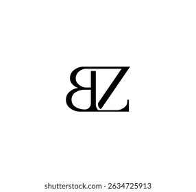 Logotipo inicial da letra. Design de logotipo. Simples Luxo Preto no fundo branco Plano Vetor BZ