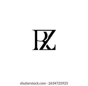 Initial Letter Logo. Logotype design. Simple Luxury Black on White Background Flat Vector RZ