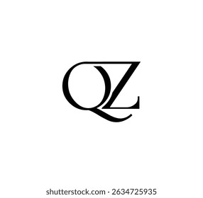 Initial Letter Logo. Logotype design. Simple Luxury Black on White Background Flat Vector QZ