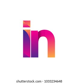 Initial Letter IN Logo Lowercase, magenta and orange, Modern and Simple Logo Design.