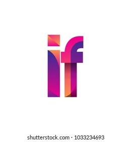 Initial Letter IF Logo Lowercase, magenta and orange, Modern and Simple Logo Design.