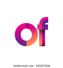 Initial Letter OF Logo Lowercase, magenta and orange, Modern and Simple Logo Design.