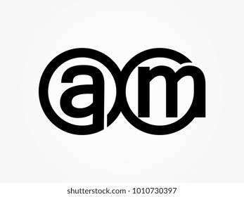 Initial letter logo am lowercase related in circles black