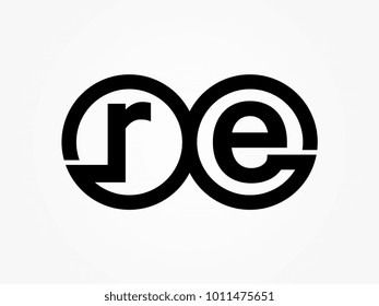 Initial letter logo re lowercase related in circles black