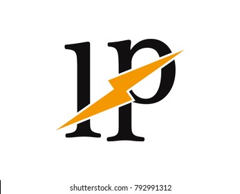 Initial letter logo lp lowercase thunder vector design