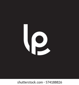 initial letter logo lp, pl, circle rounded lowercase white black background