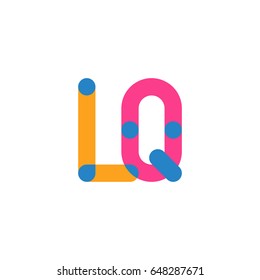 Initial letter logo LQ overlapping round line, yellow blue magenta