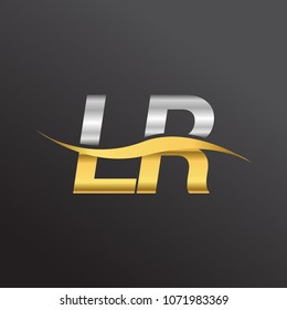 initial letter logo LR company name gold and silver color swoosh design. vector logotype for business and company identity.