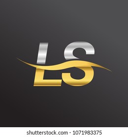 initial letter logo LS company name gold and silver color swoosh design. vector logotype for business and company identity.