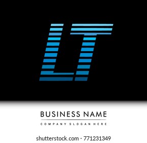 initial letter logo LT colored blue with striped compotition, Vector logo design template elements for your business or company identity
