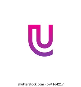 initial letter logo lu, ul, circle rounded lowercase purple pink