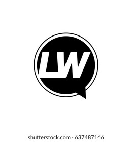 Initial letter logo lw inside speech bubble black
