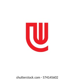 initial letter logo lw, wl, circle rounded lowercase red flat