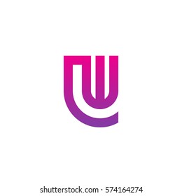 initial letter logo lw, wl, circle rounded lowercase purple pink