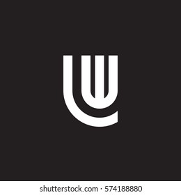 initial letter logo lw, wl, circle rounded lowercase white black background