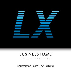 initial letter logo LX colored blue with striped compotition, Vector logo design template elements for your business or company identity
