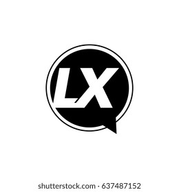 Initial letter logo lx inside speech bubble black